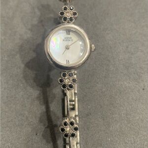 Beautiful Vintage Anne Klein ll Watch with MOP Face and black crystals flowers